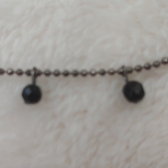 SALE: Silver-Colored 5-Chain Adjustable  Necklace -Small Black Dangling Beads - Picture 5 of 10